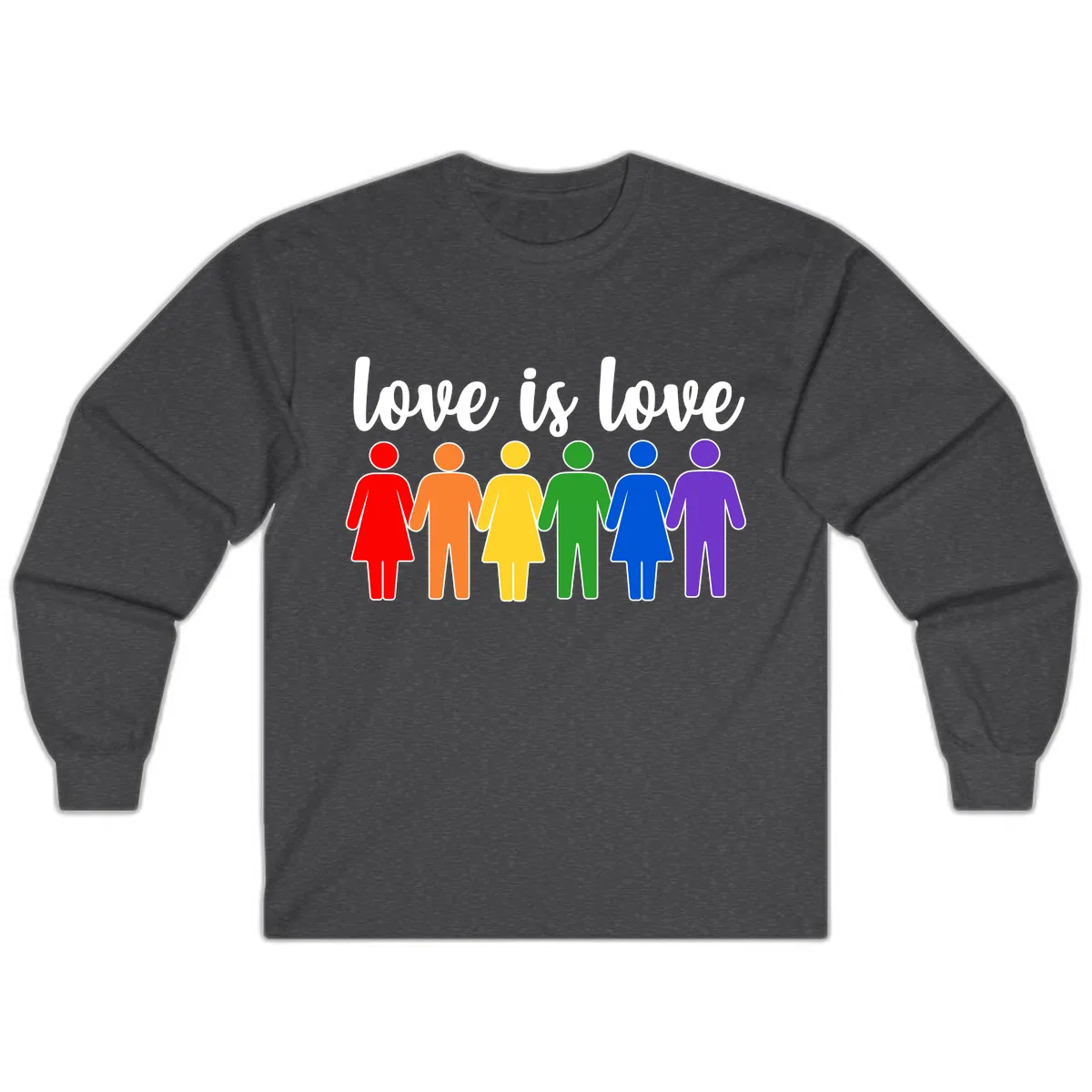 Love Is Love Rainbow Unity Long Sleeve in Dark Heather