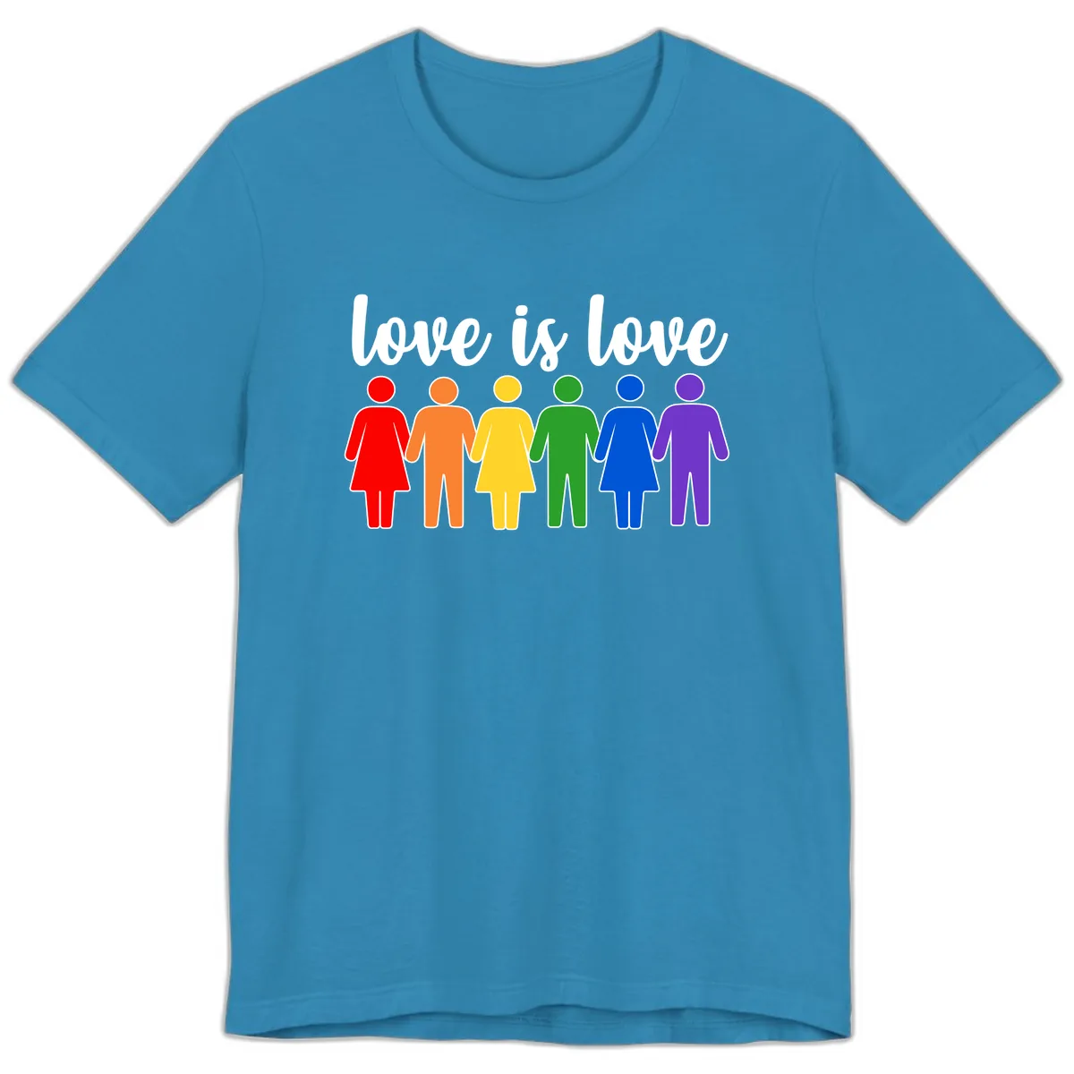 Love Is Love Rainbow Unity Premium T-Shirt in Aqua