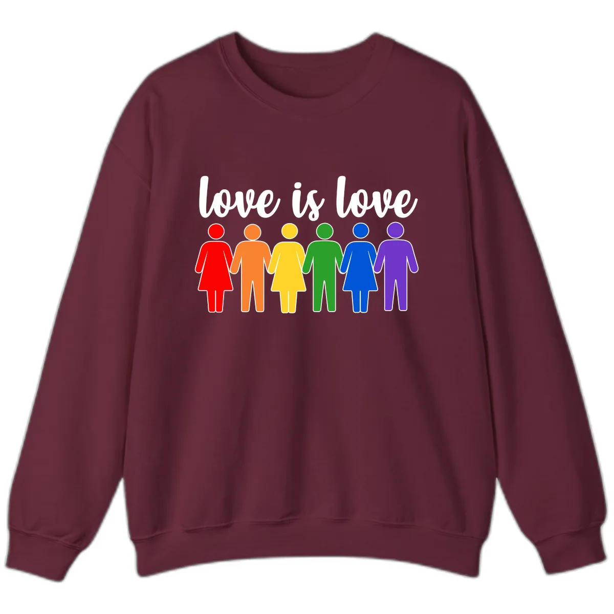 Love Is Love Rainbow Unity Sweatshirt in Maroon