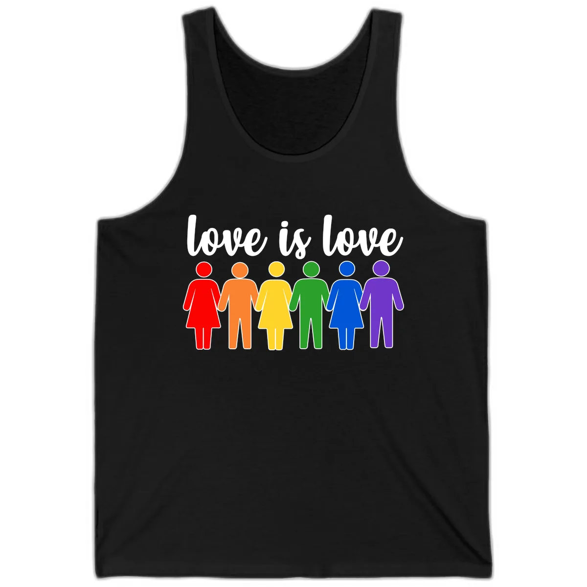 Love Is Love Rainbow Unity Tank in Black