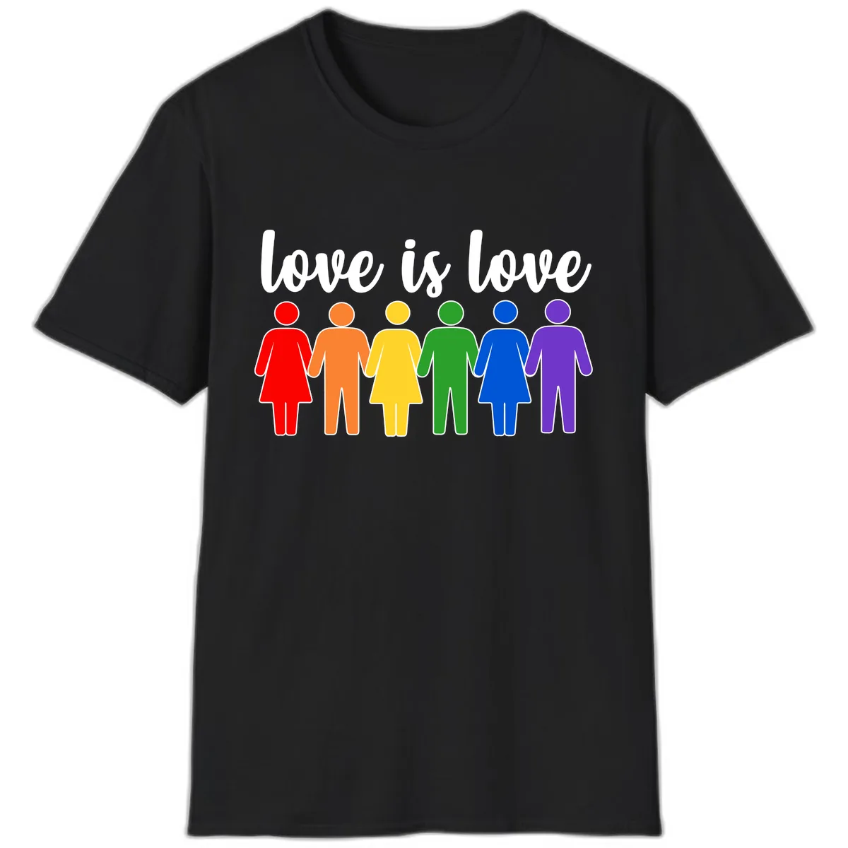 Love Is Love Rainbow Unity T-Shirt in Black