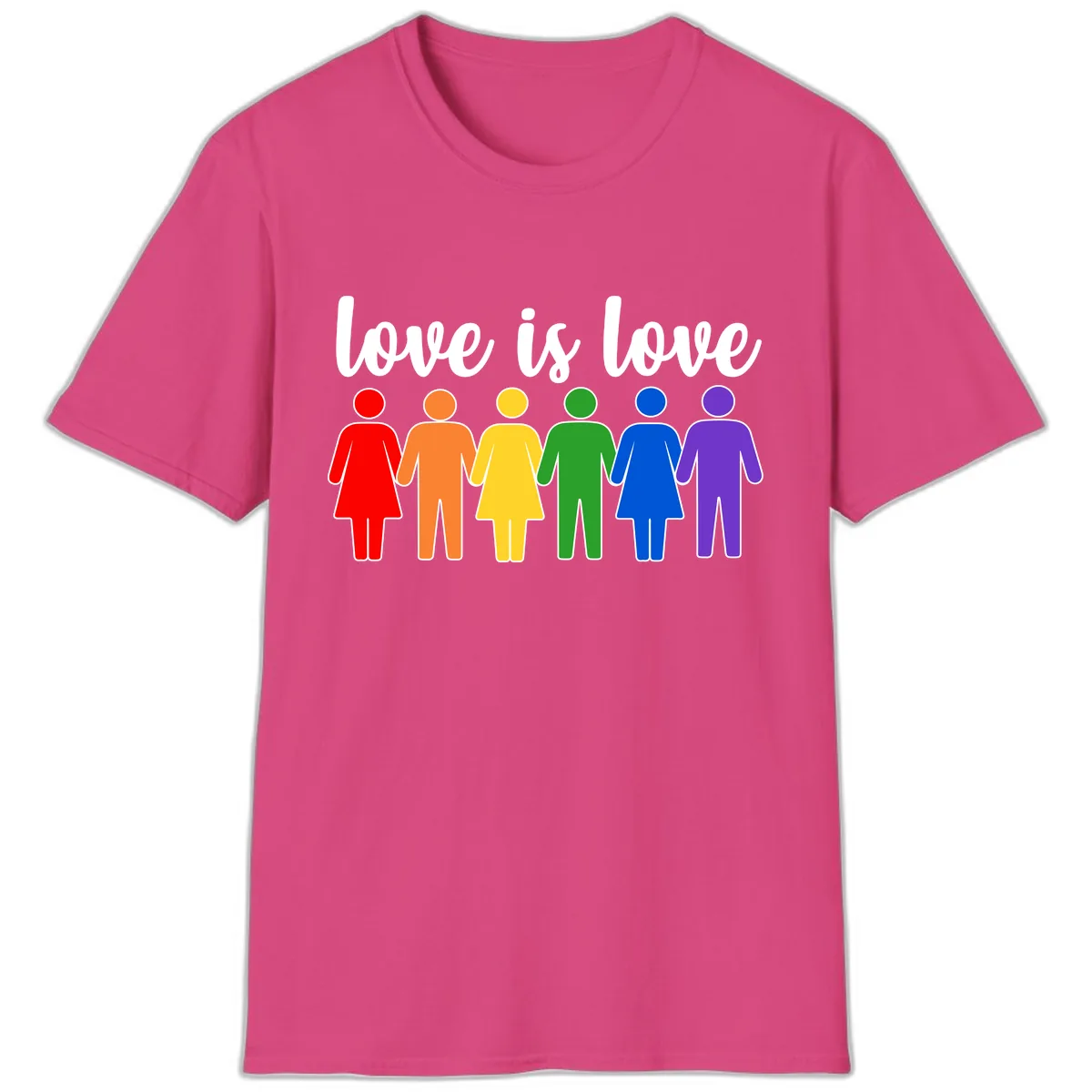 Love Is Love Rainbow Unity T-Shirt in Heliconia