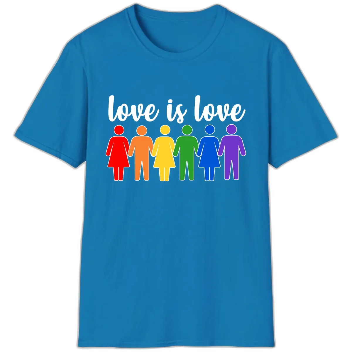 Love Is Love Rainbow Unity T-Shirt in Sapphire
