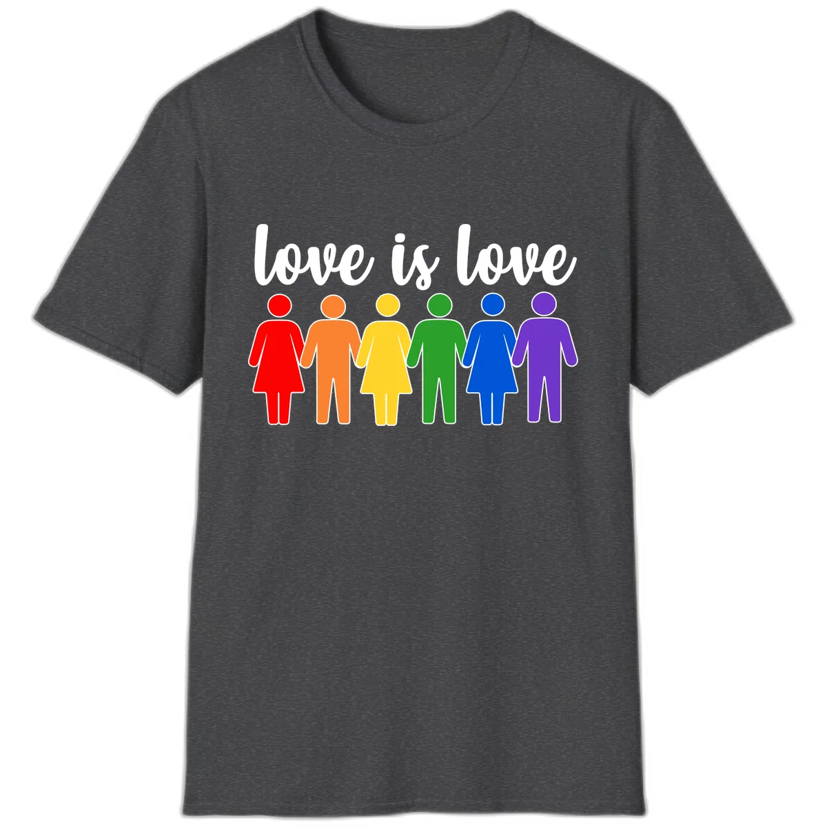 Love Is Love Rainbow Unity T-Shirt in Dark Heather