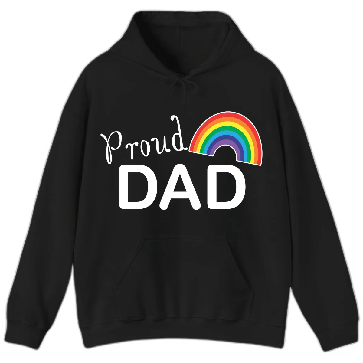 Proud Dad Rainbow Hoodie in Black