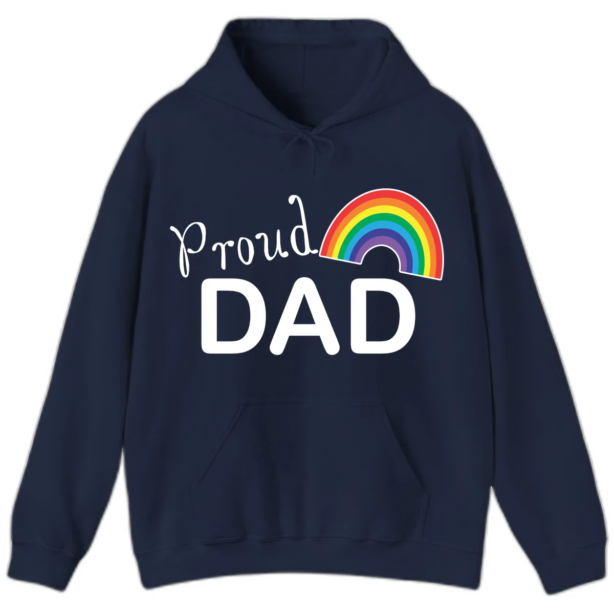 Proud Dad Rainbow Hoodie in Navy
