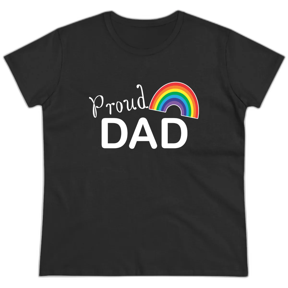 Proud Dad Rainbow Ladies Tee in Black