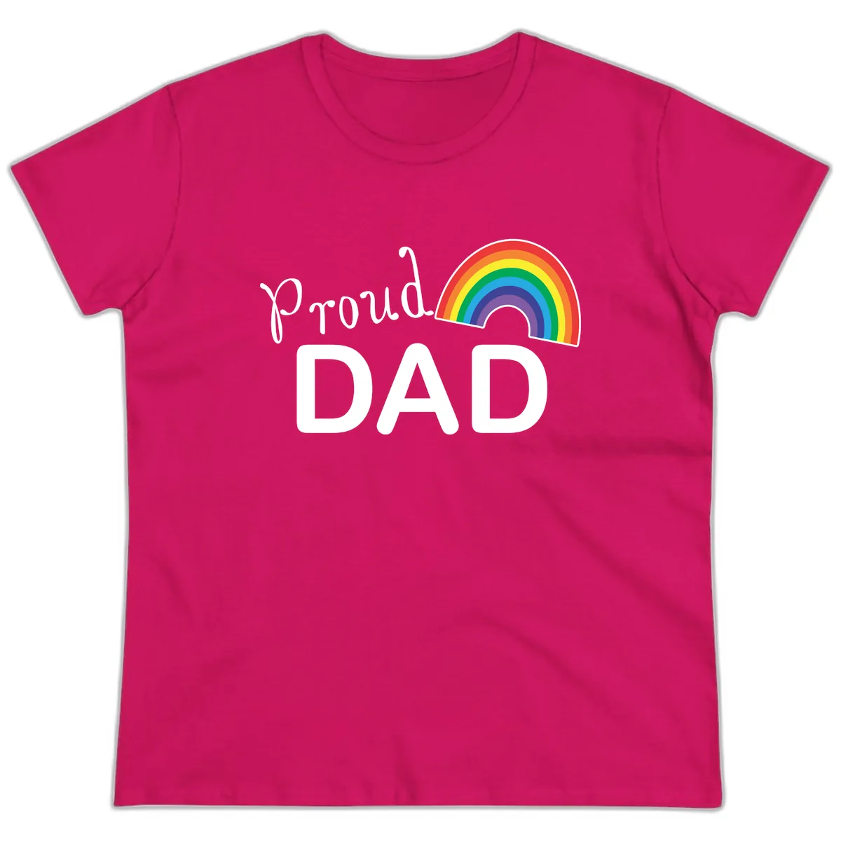 Proud Dad Rainbow Ladies Tee in Heliconia