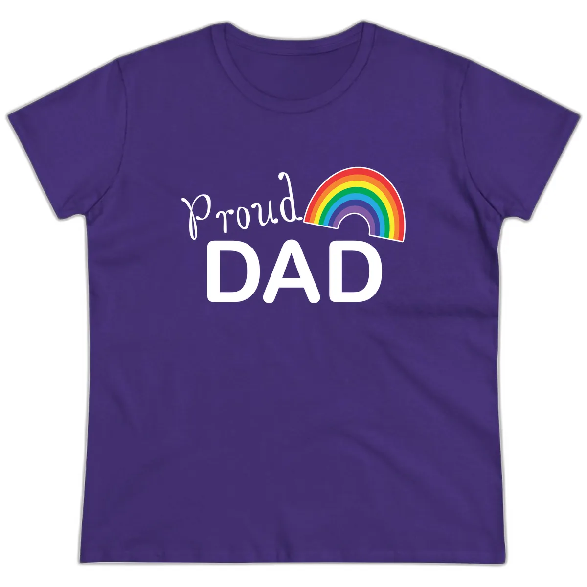 Proud Dad Rainbow Ladies Tee in Purple