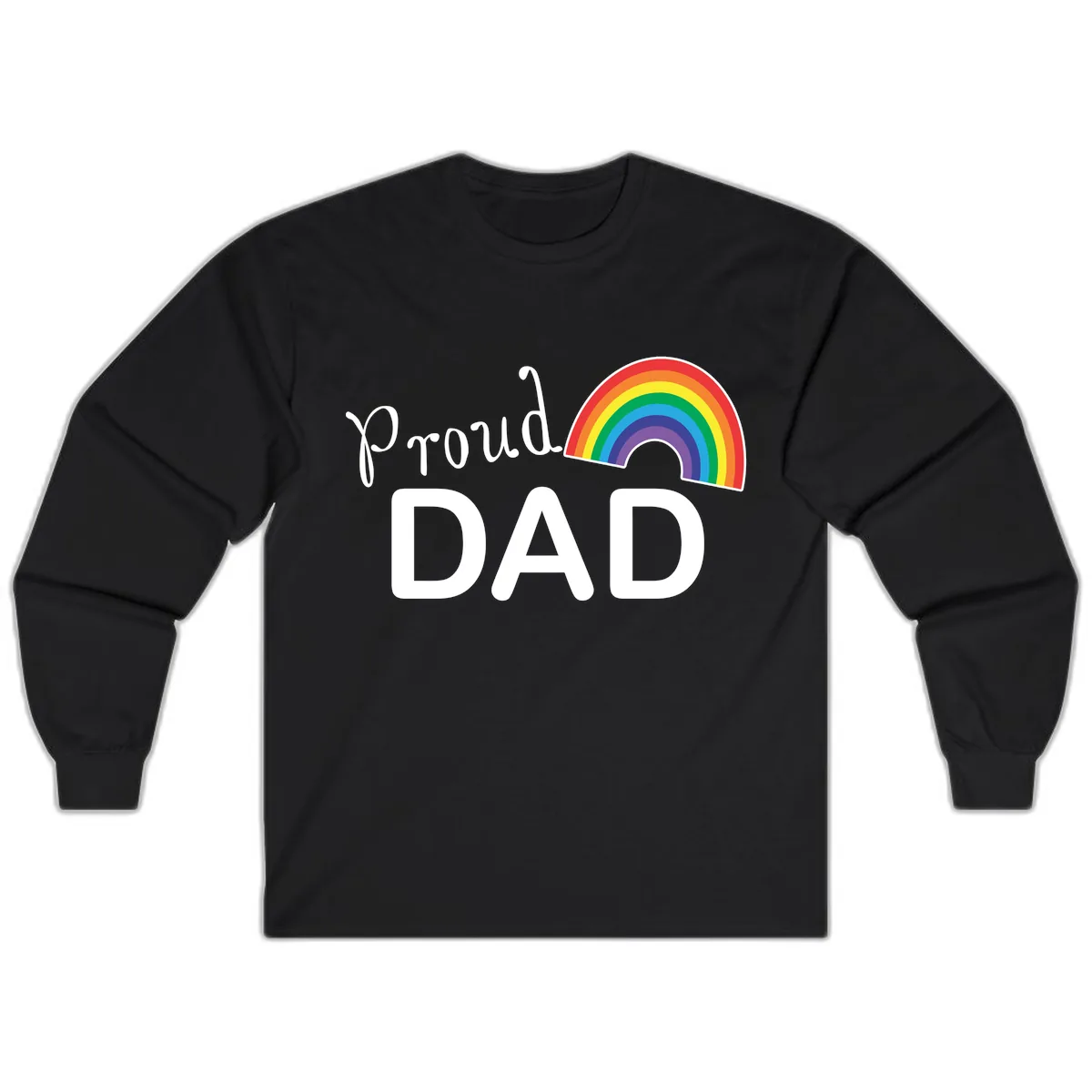 Proud Dad Rainbow Long Sleeve in Black