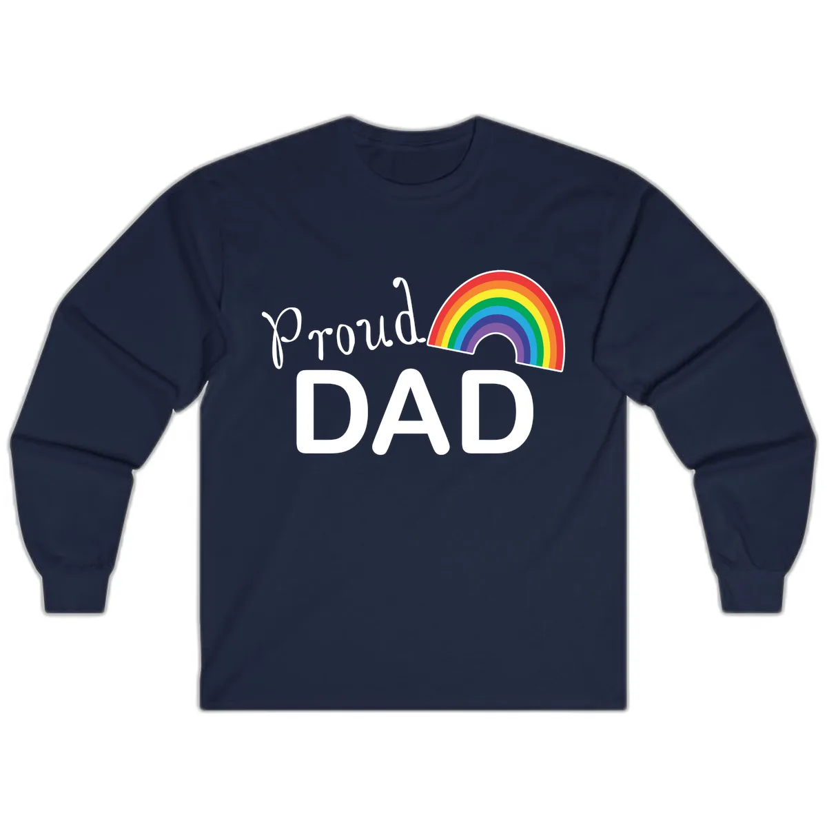 Proud Dad Rainbow Long Sleeve in Navy