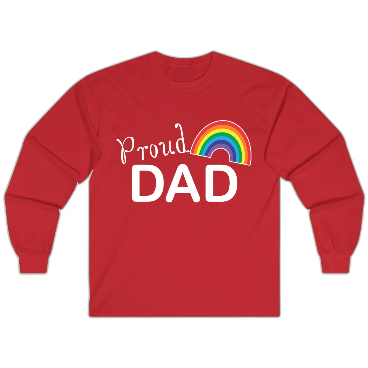 Proud Dad Rainbow Long Sleeve in Red