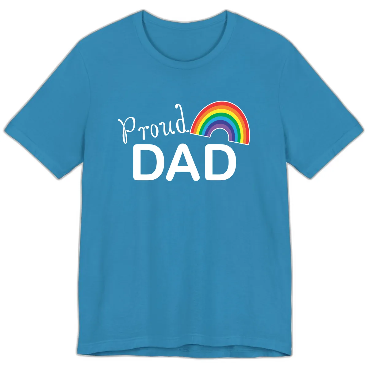 Proud Dad Rainbow Premium T-Shirt in Aqua