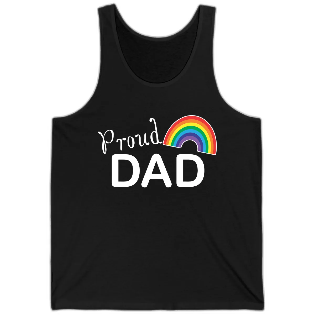Proud Dad Rainbow Tank in Black