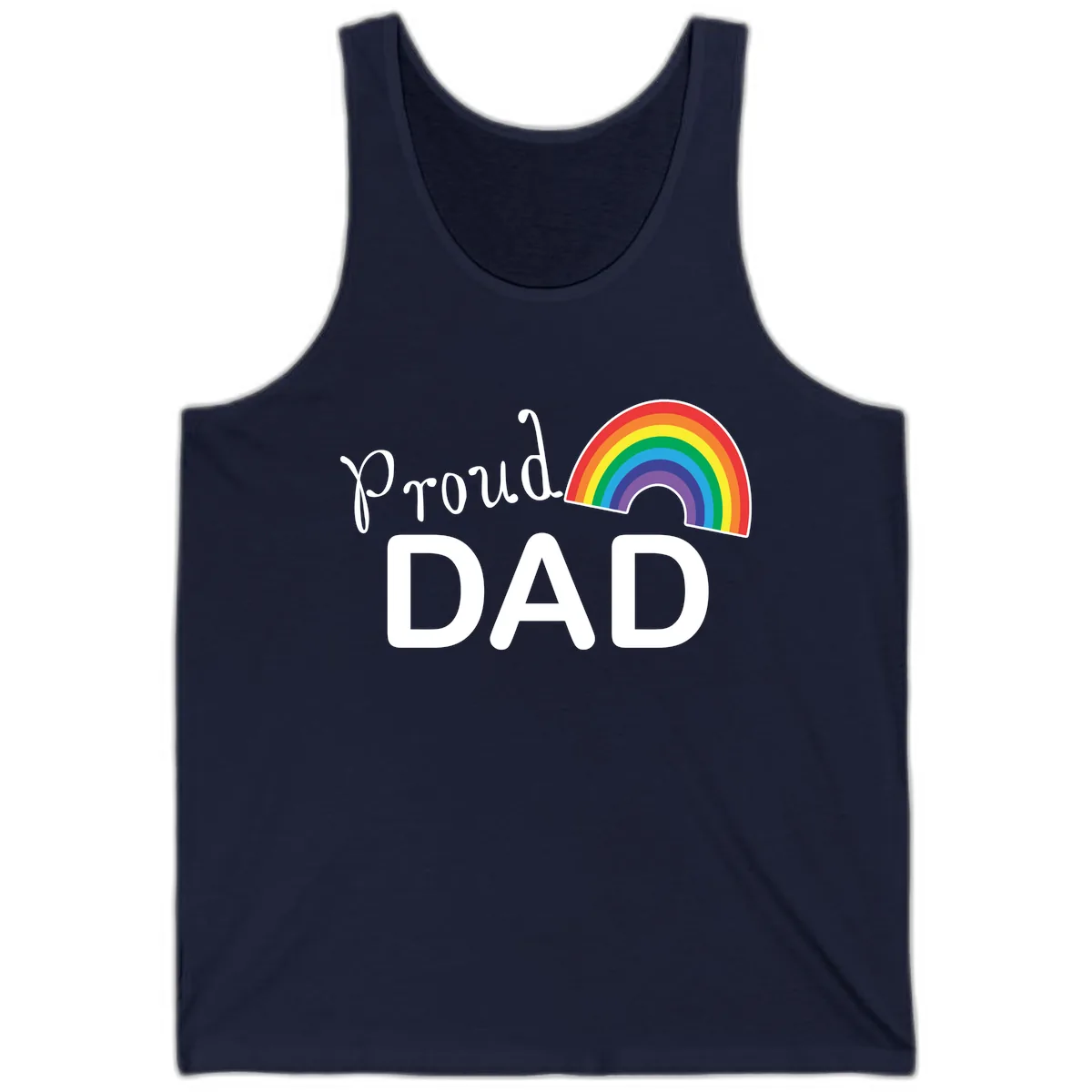 Proud Dad Rainbow Tank in Navy