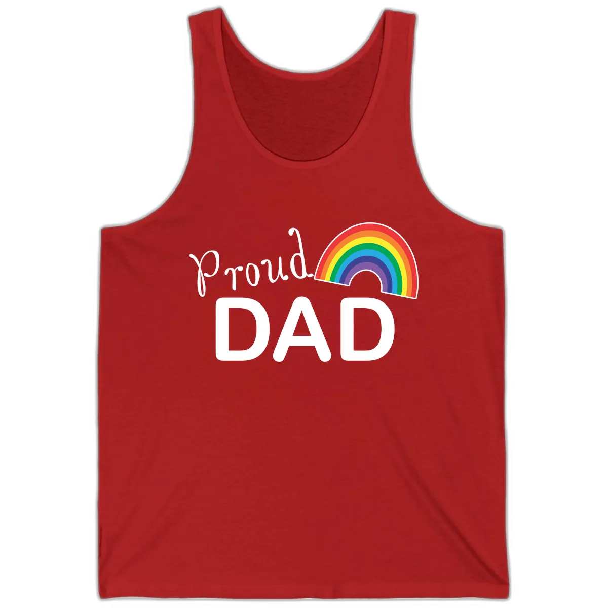 Proud Dad Rainbow Tank in Red