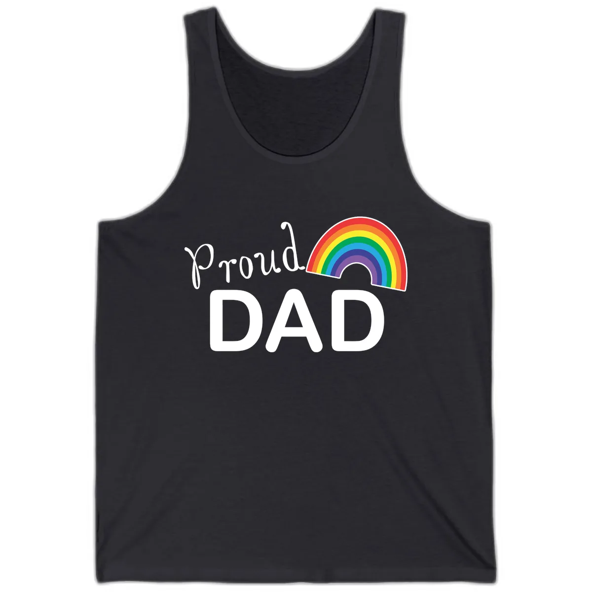 Proud Dad Rainbow Tank in Dark Grey