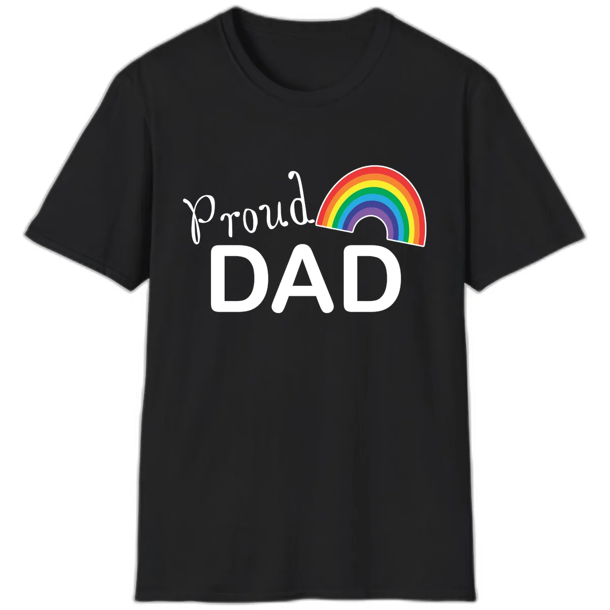 Proud Dad Rainbow T-Shirt in Black