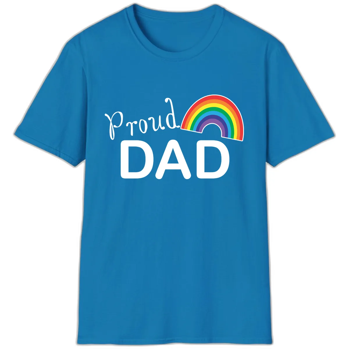 Proud Dad Rainbow T-Shirt in Sapphire