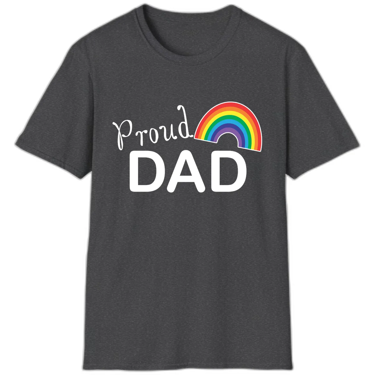 Proud Dad Rainbow T-Shirt in Dark Heather
