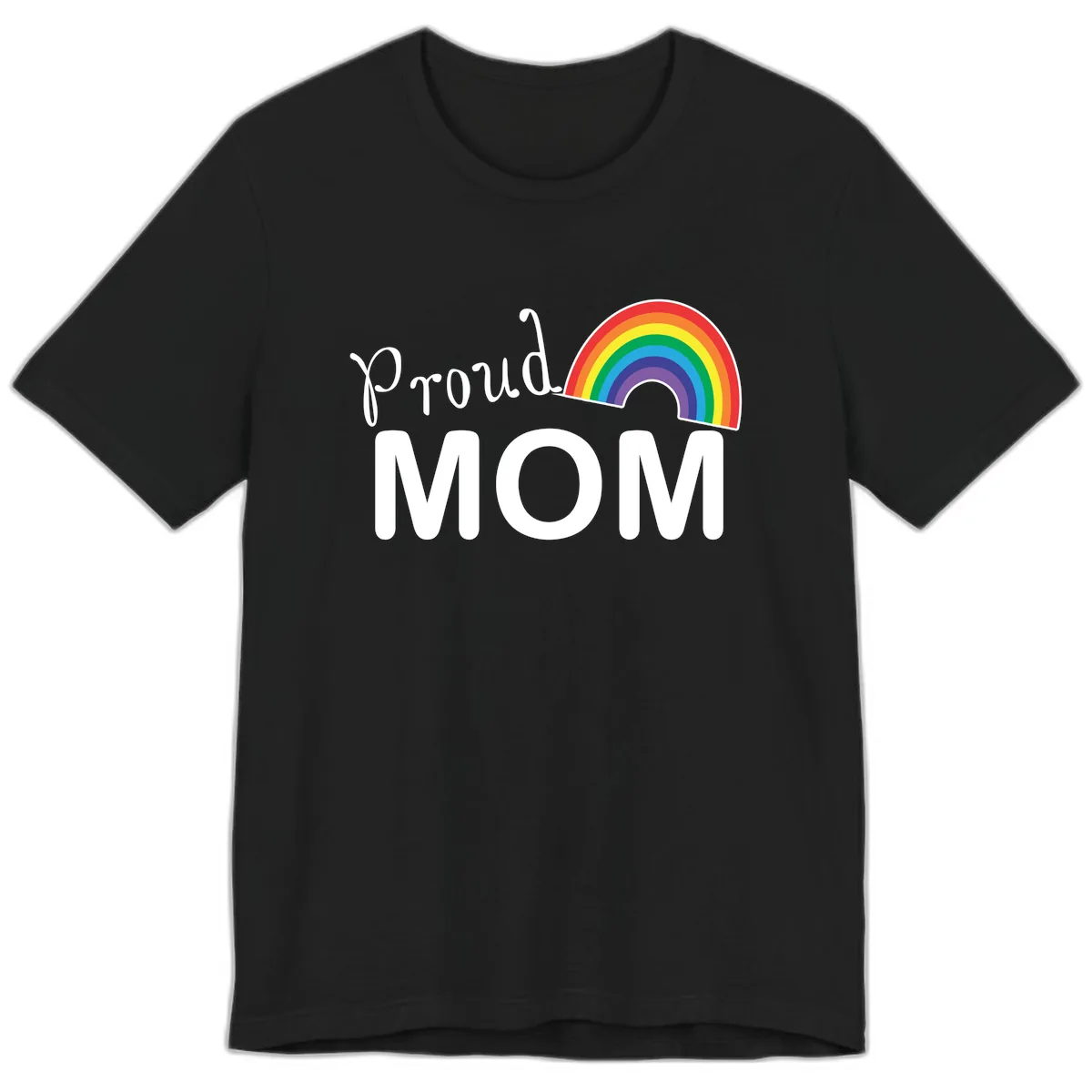 Proud Mom Rainbow Design Premium T-Shirt in Black