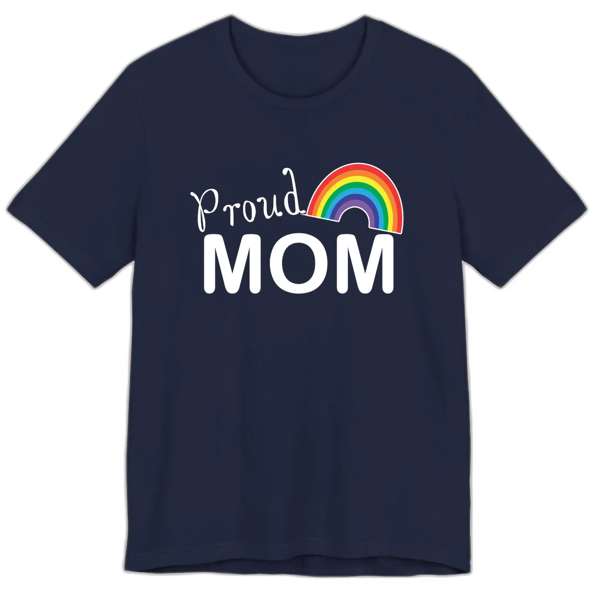 Proud Mom Rainbow Design Premium T-Shirt in Navy