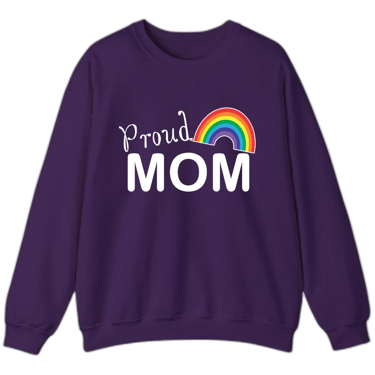Proud Mom Rainbow Design Sweatshirt in Purple