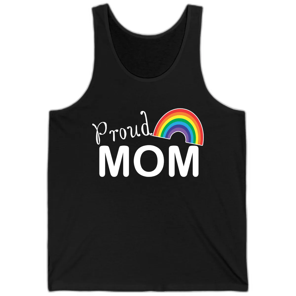 Proud Mom Rainbow Design Tank in Black