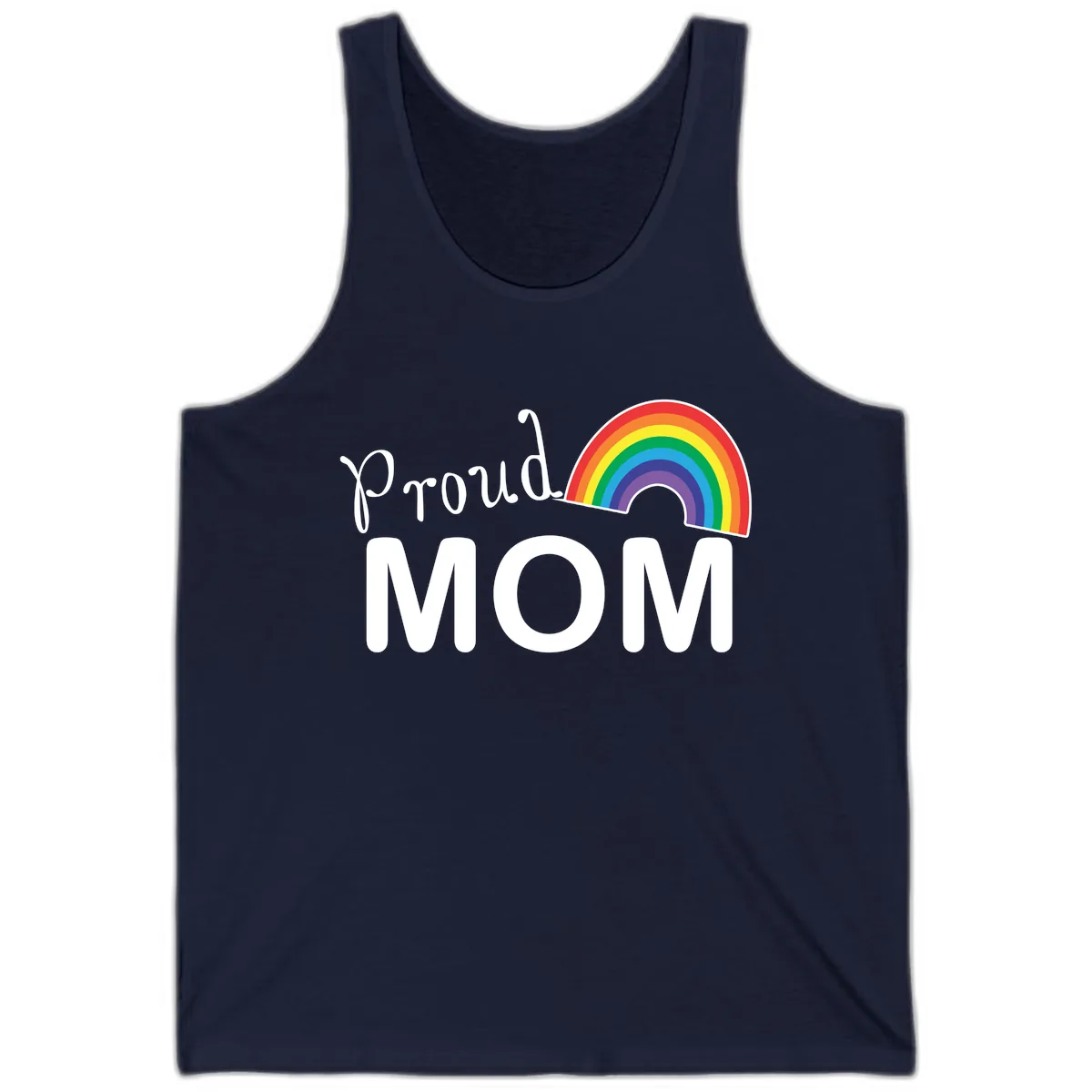 Proud Mom Rainbow Design Tank in Navy