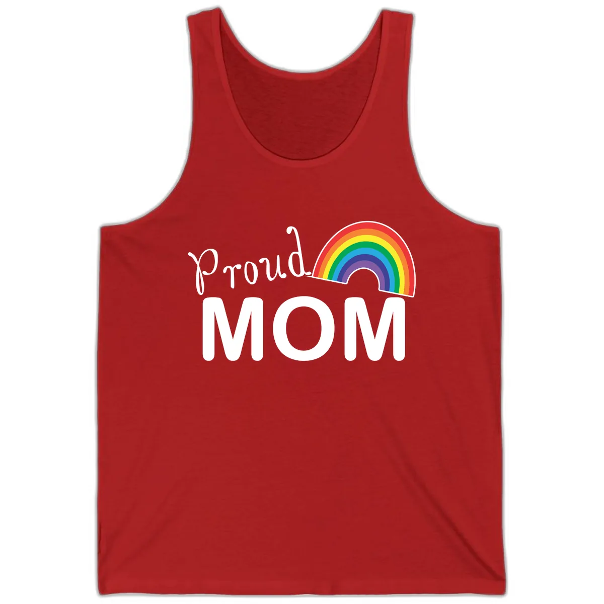 Proud Mom Rainbow Design Tank in Red