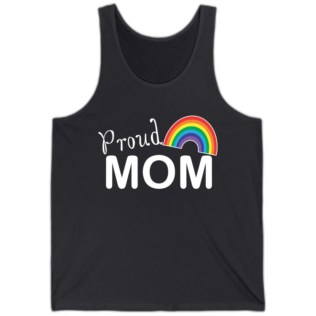Proud Mom Rainbow Design Tank in Dark Grey