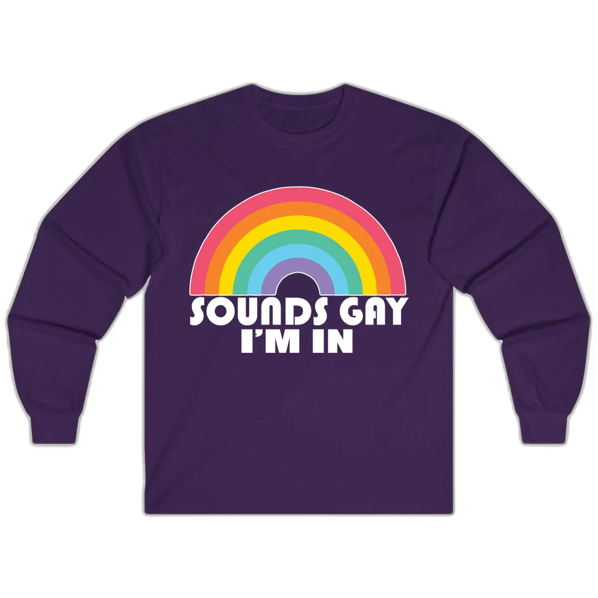 Sounds Gay I'm In Rainbow Pride Long Sleeve in Purple