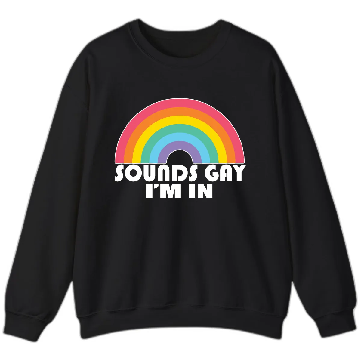 Sounds Gay I'm In Rainbow Pride Sweatshirt in Black