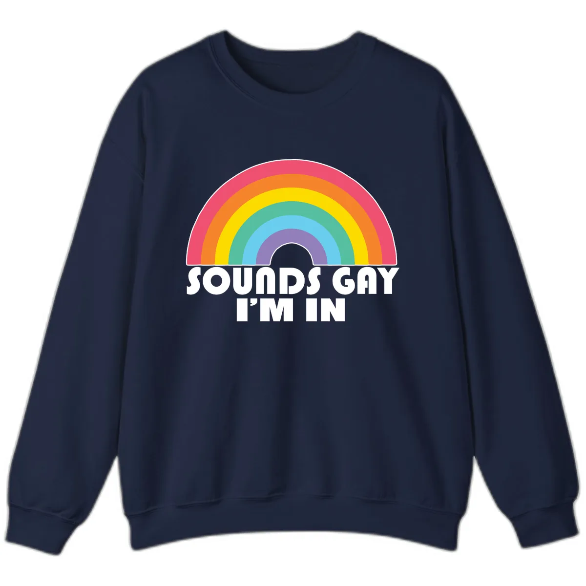 Sounds Gay I'm In Rainbow Pride Sweatshirt in Navy