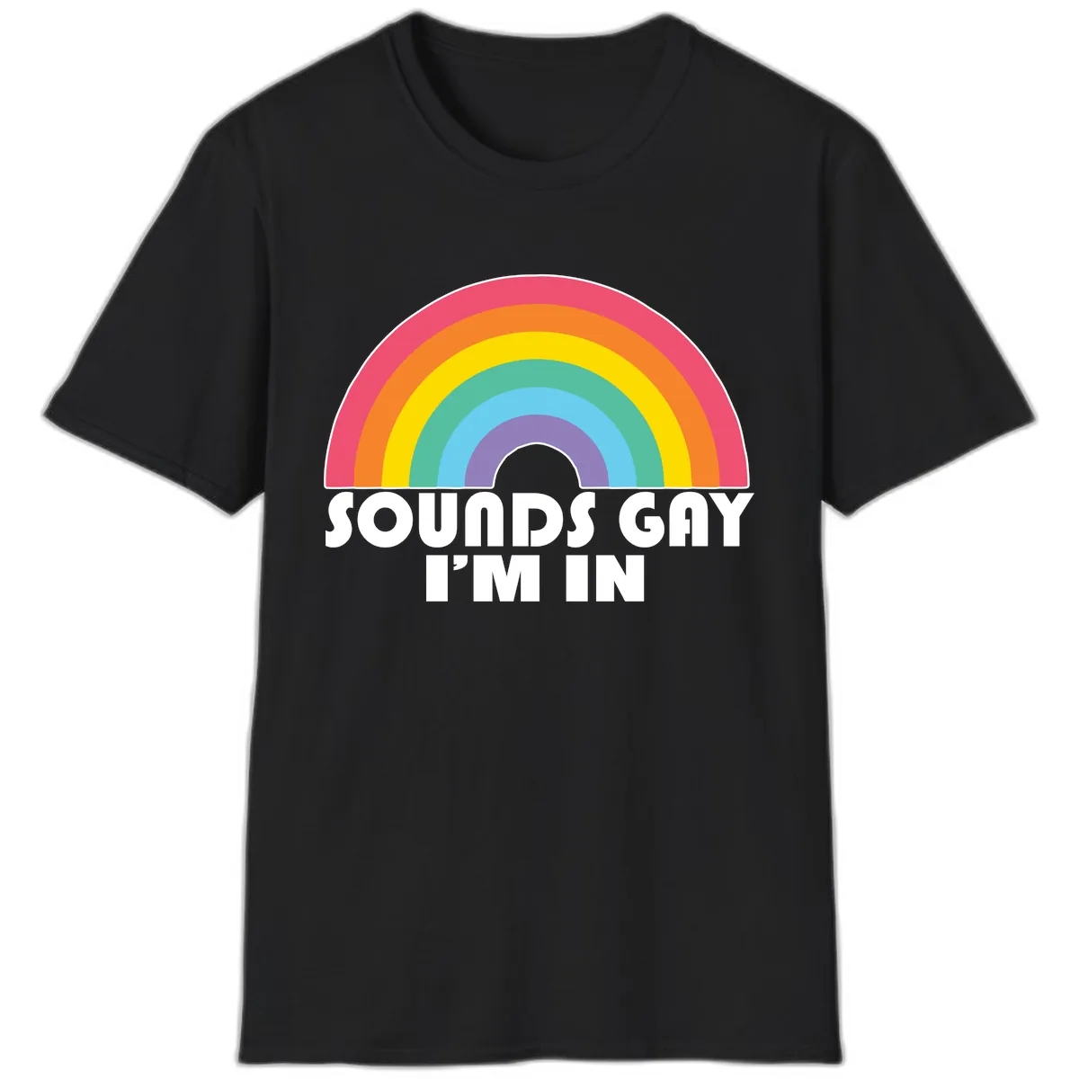 Sounds Gay I'm In Rainbow Pride T-Shirt in Black