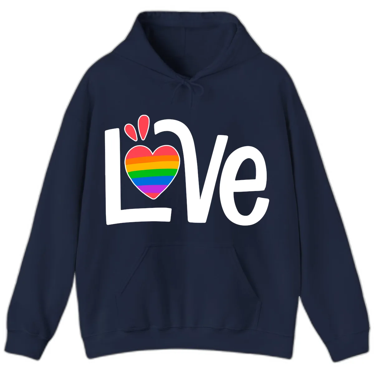 Love Pride Rainbow Heart Hoodie in Navy