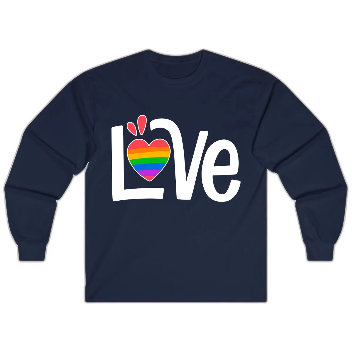 Love Pride Rainbow Heart Long Sleeve in Navy