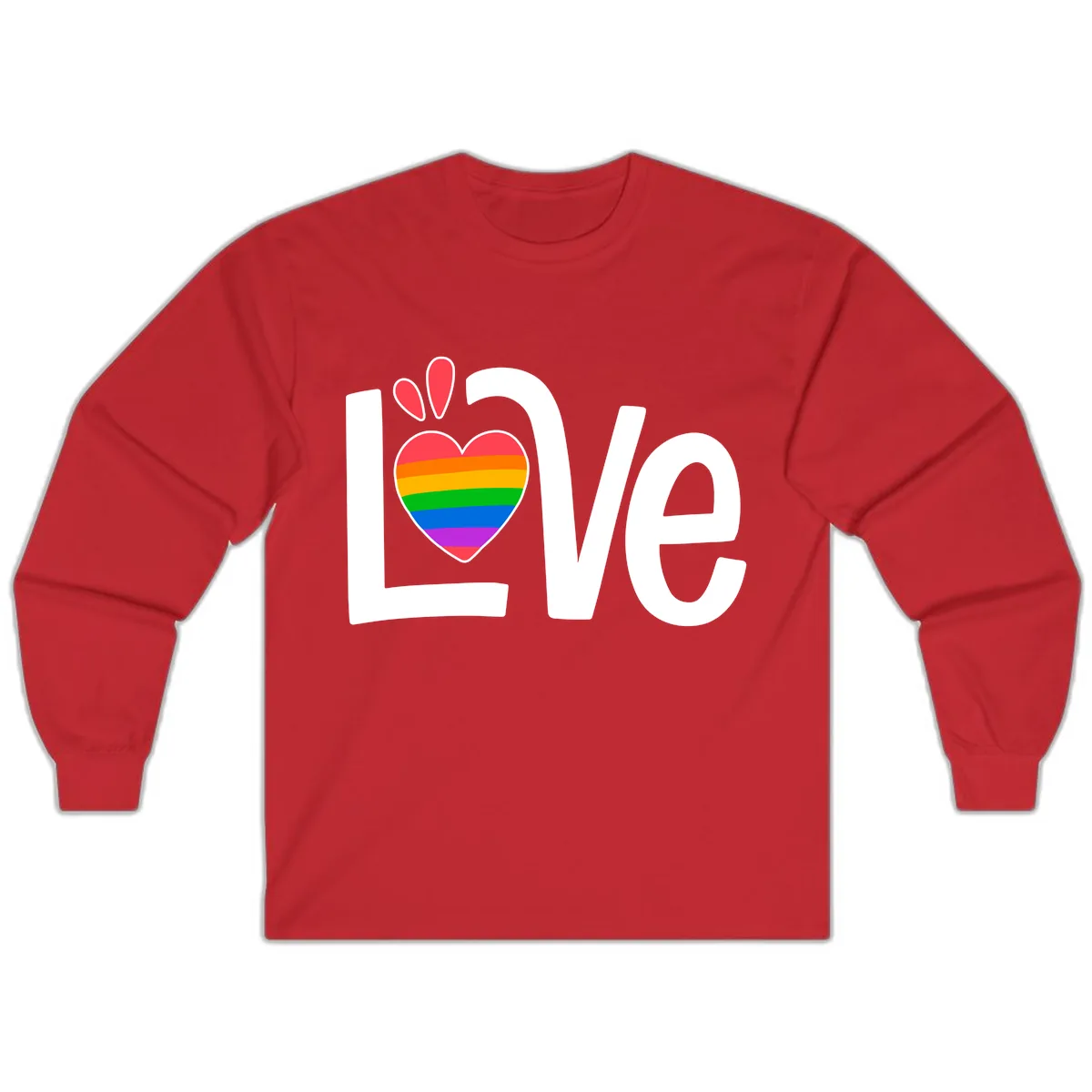 Love Pride Rainbow Heart Long Sleeve in Red