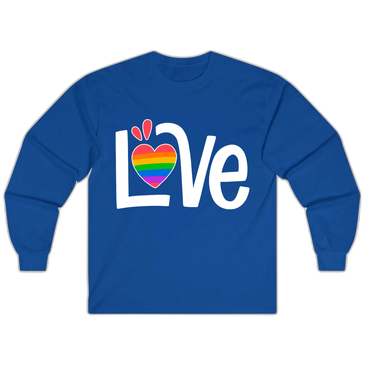 Love Pride Rainbow Heart Long Sleeve in Royal