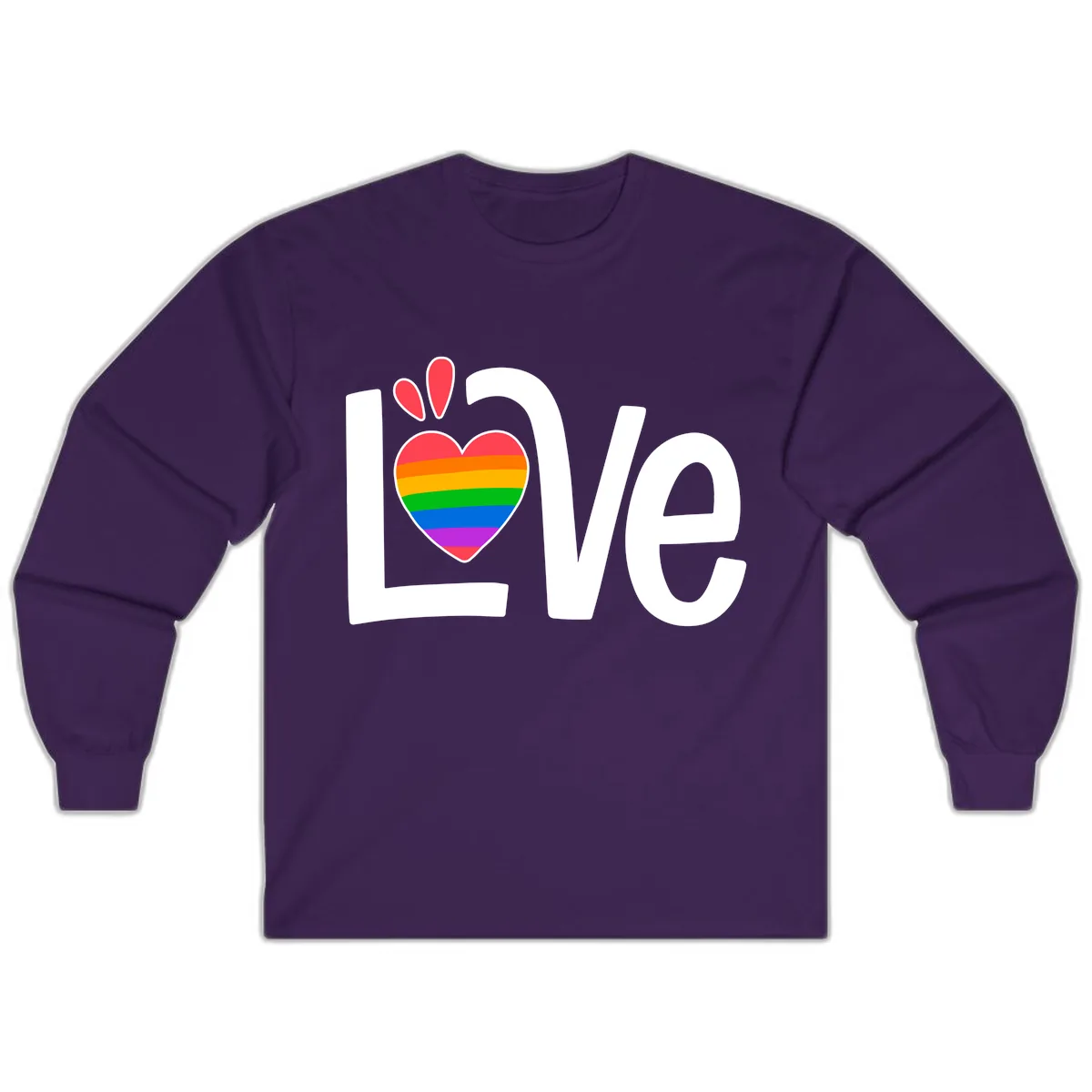 Love Pride Rainbow Heart Long Sleeve in Purple