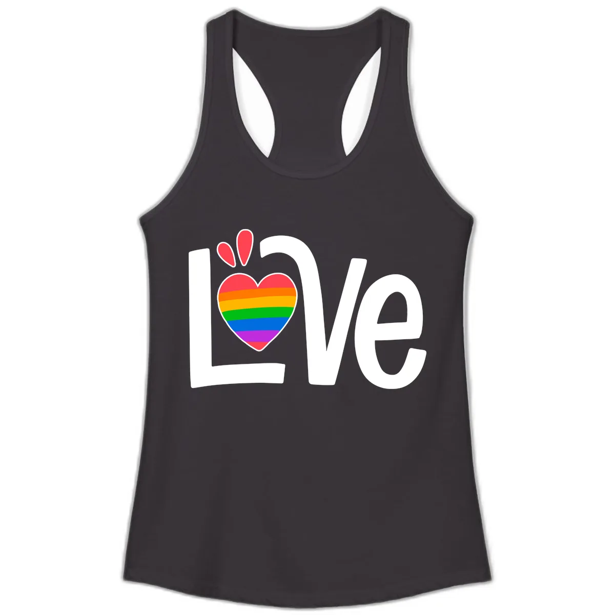 Love Pride Rainbow Heart Ladies Tank in Black
