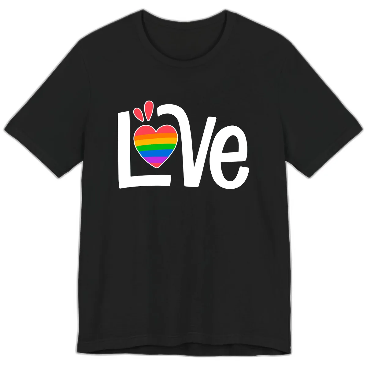 Love Pride Rainbow Heart Premium T-Shirt in Black