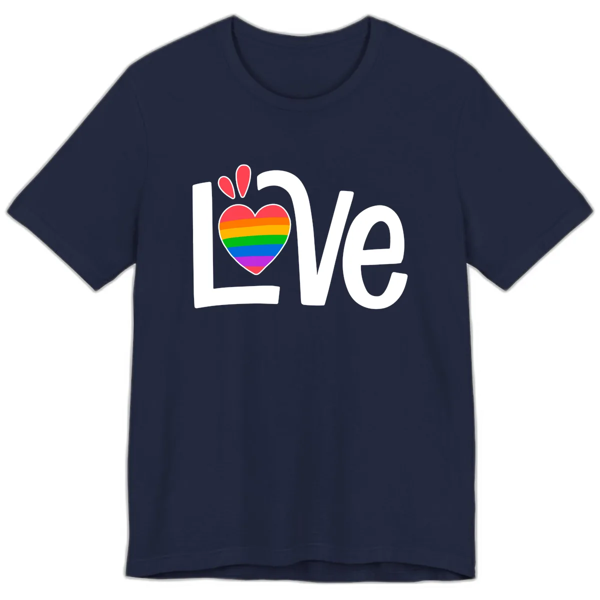 Love Pride Rainbow Heart Premium T-Shirt in Navy