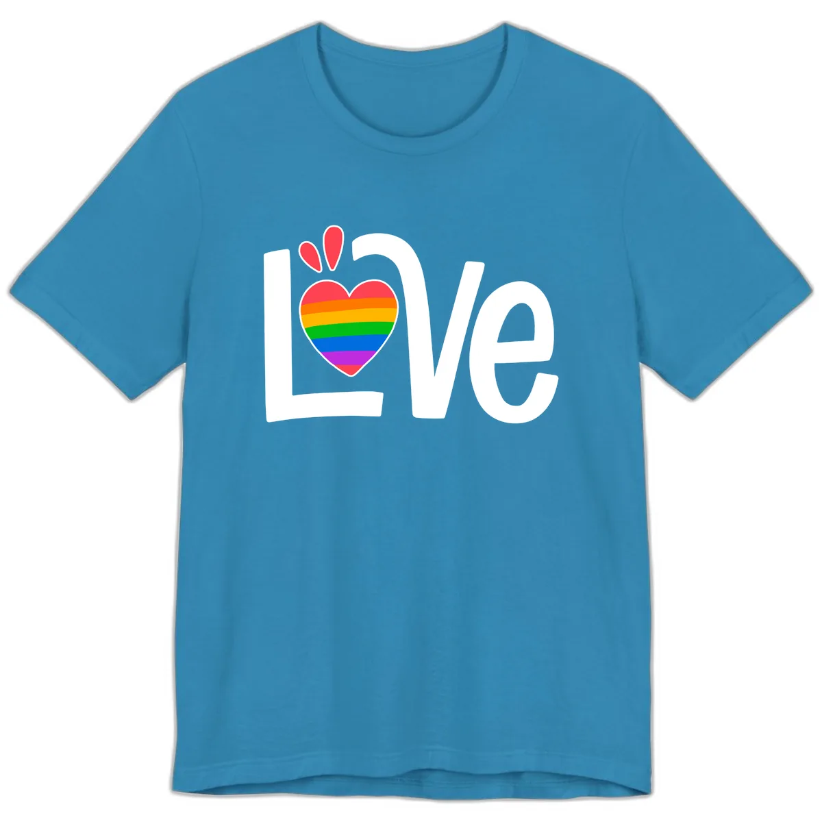 Love Pride Rainbow Heart Premium T-Shirt in Aqua