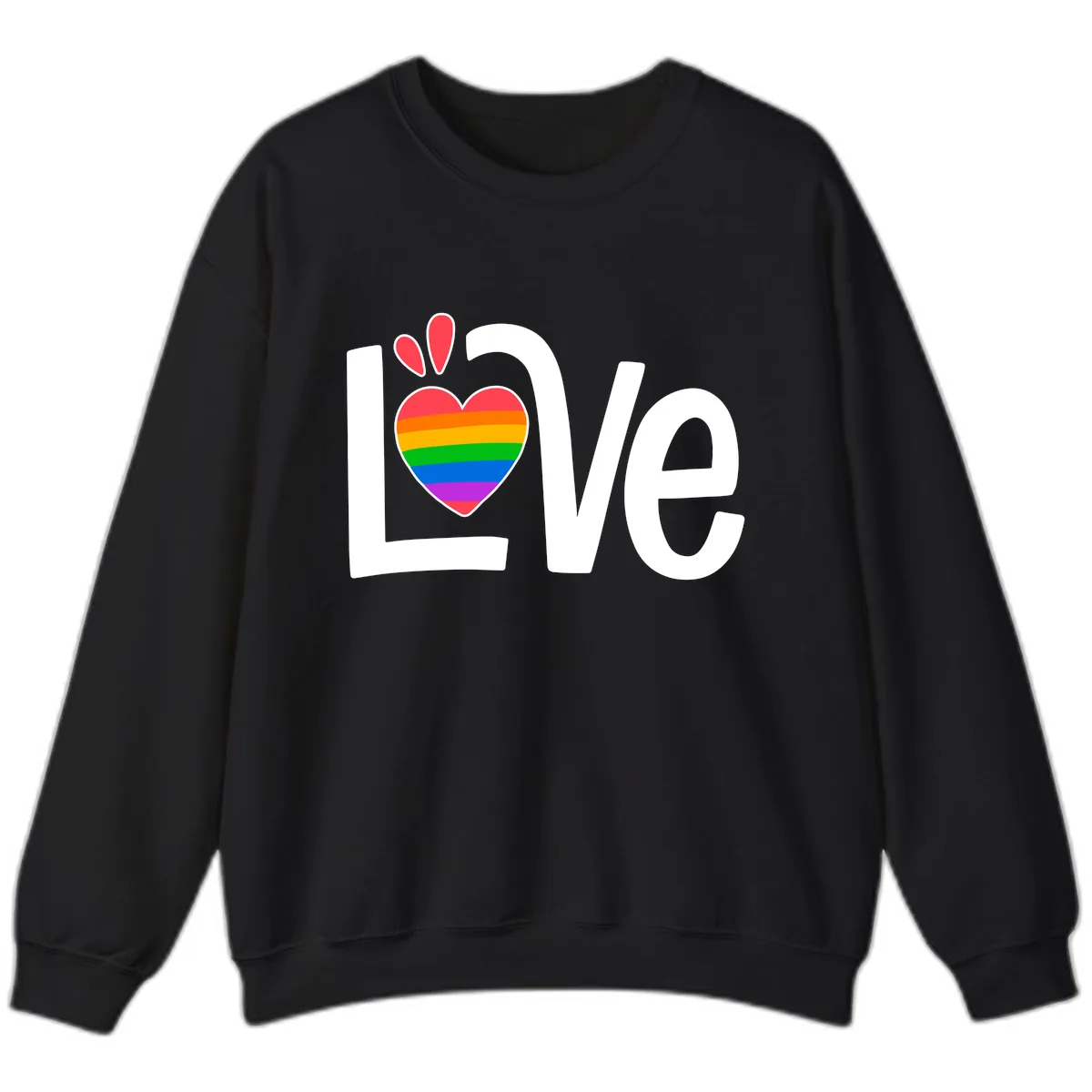 Love Pride Rainbow Heart Sweatshirt in Black