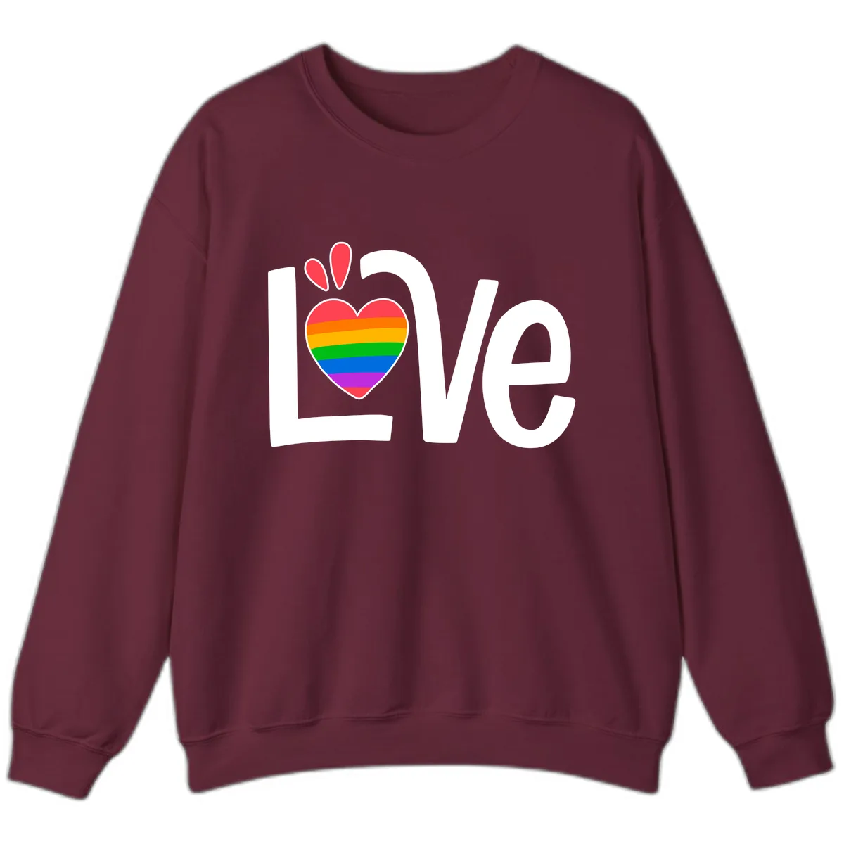 Love Pride Rainbow Heart Sweatshirt in Maroon