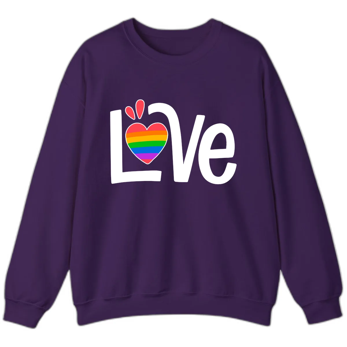 Love Pride Rainbow Heart Sweatshirt in Purple