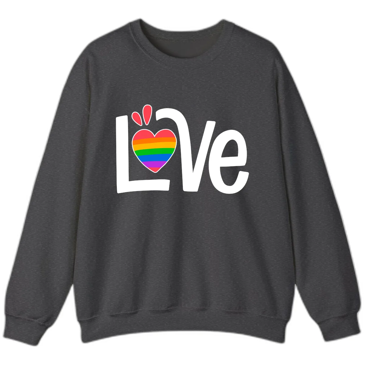 Love Pride Rainbow Heart Sweatshirt in Dark Heather