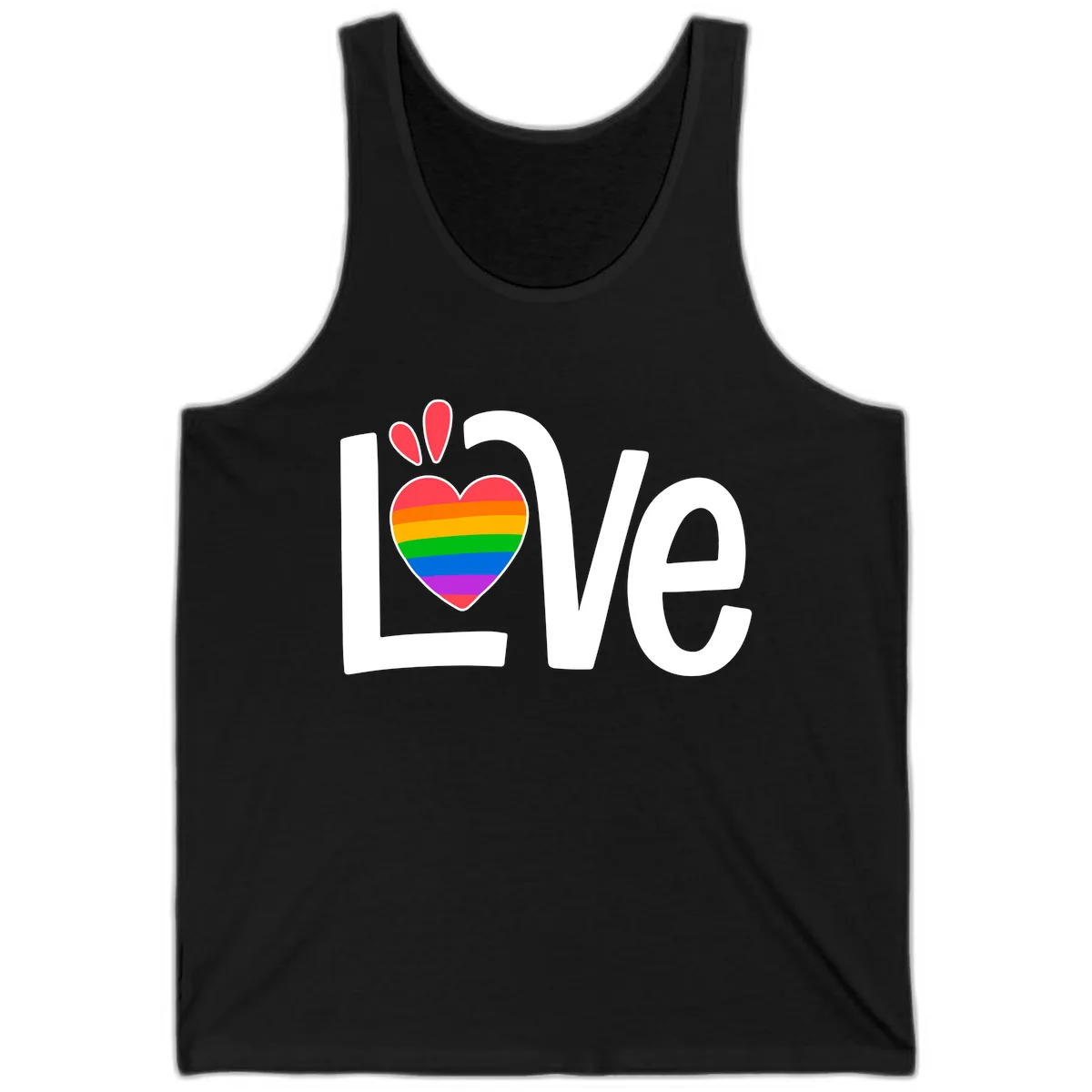 Love Pride Rainbow Heart Tank in Black