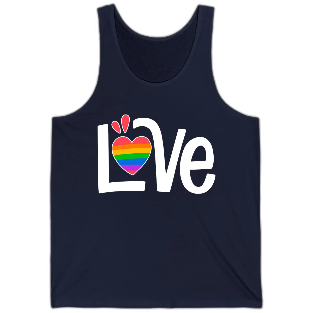 Love Pride Rainbow Heart Tank in Navy